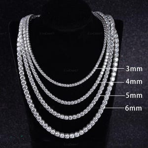 Lab Grown Diamond Tennis Necklace, 3 MM To 6 MM Round Diamond Necklace, 16-24 Inch Tennis Necklace, 14K Gold Lab Grown Diamond Necklace