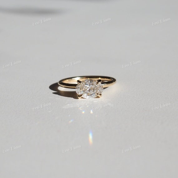 East West Oval Lab Grown Ring, Oval CVD Diamond Ring, Oval Cut Lab Grown Diamond Ring, 1CT Oval Cut Solitaire Ring, Anniversary Gift For Her