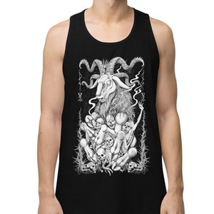 Baphomet Tank Top, Baphomet Shirt, Satanic Shirt, Satanic Tank Top, Men&#39;s Skull Shirt, 666, Pentagram Tank Top, Satanic Goat Head