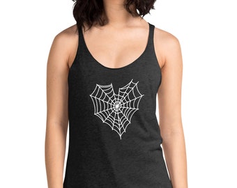 Spiderweb Heart Halloween Tank Top, Witchy Clothing