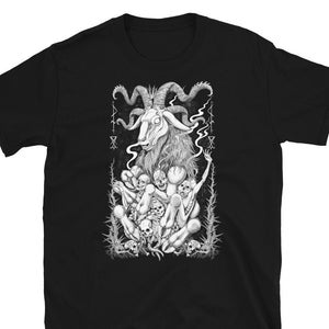 Baphomet T-Shirt, Baphomet Shirt, Satanic Shirt, Satanic T-Shirt, Men&#39;s Skull Shirt, 666, Pentagram Shirt, Four Horned Goat, Black Crown