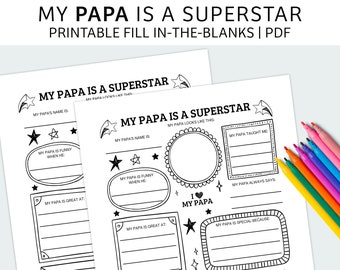 Father's Day Printable | Fill in the Blanks | About My Papa | Father's Day Gift | PDF Download | Activity Sheet