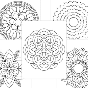 Easy Mandala Coloring Pages for Kids Mandalas Art for Beginners Flower Mandalas Printable Coloring Pages PDF Download image 4