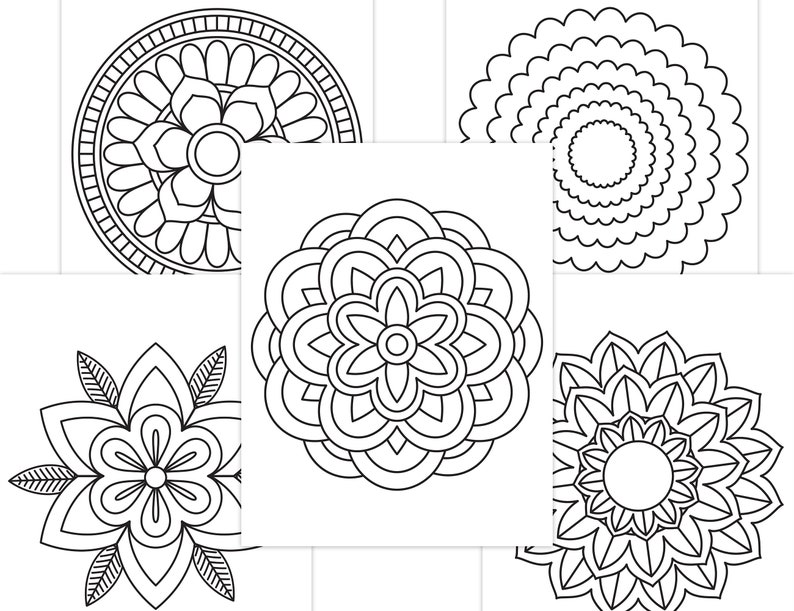 Easy Mandala Coloring Pages for Kids Mandalas Art for Beginners Flower Mandalas Printable Coloring Pages PDF Download image 4