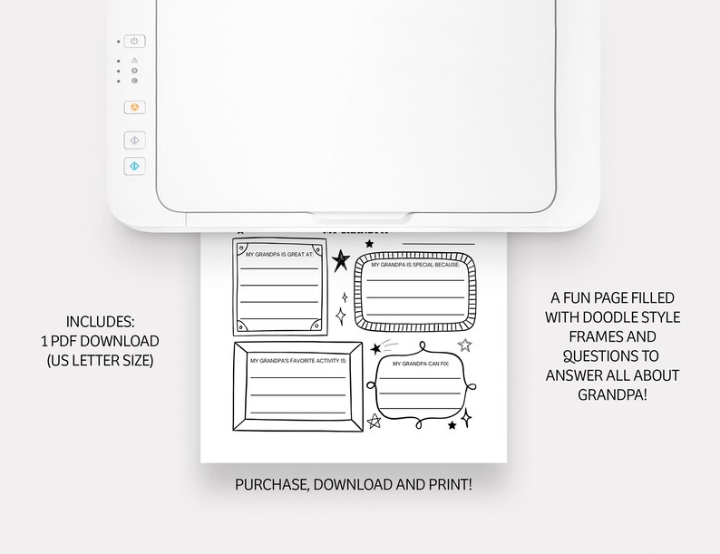 Father's Day Printable Fill in the Blanks About My Grandpa Father's Day Gift PDF Download Activity Sheet image 4