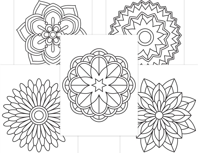 Easy Mandala Coloring Pages for Kids Mandalas Art for Beginners Flower Mandalas Printable Coloring Pages PDF Download image 3