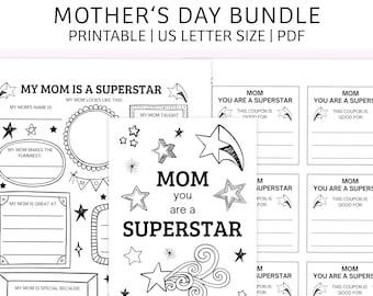 Printable Mother's Day Card | Mother's Day Printable for Kids | Mother's Day Coupons | About My Mom | Mother's Day Gift | Gift for Mom