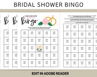 Bridal Shower Bingo | Bridal Shower Game | Bridal Shower Bingo Printable | Bingo Game | US Letter PDF Download