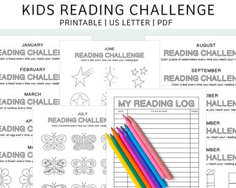 Kinder Leselogbuch | Lese-Challenge | Druckbare Malvorlagen | Kinder Arbeitsblätter | Druckbare Kinder Aktivität