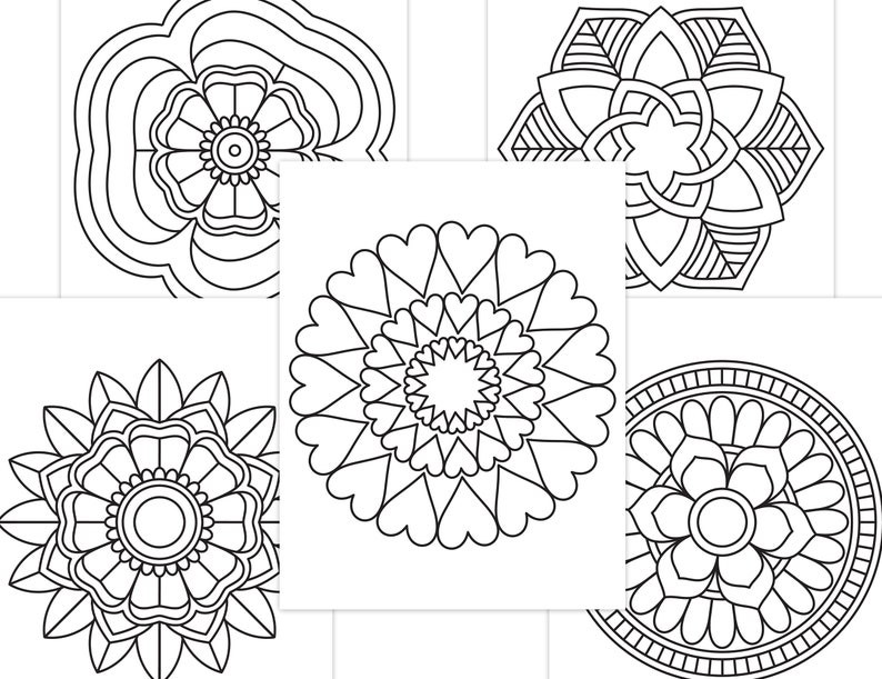 Easy Mandala Coloring Pages for Kids Mandalas Art for Beginners Flower Mandalas Printable Coloring Pages PDF Download image 2