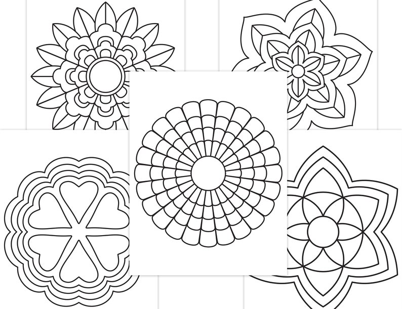 Easy Mandala Coloring Pages for Kids Mandalas Art for Beginners Flower Mandalas Printable Coloring Pages PDF Download image 5