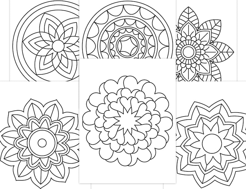 Easy Mandala Coloring Pages for Kids Mandalas Art for Beginners Flower Mandalas Printable Coloring Pages PDF Download image 10