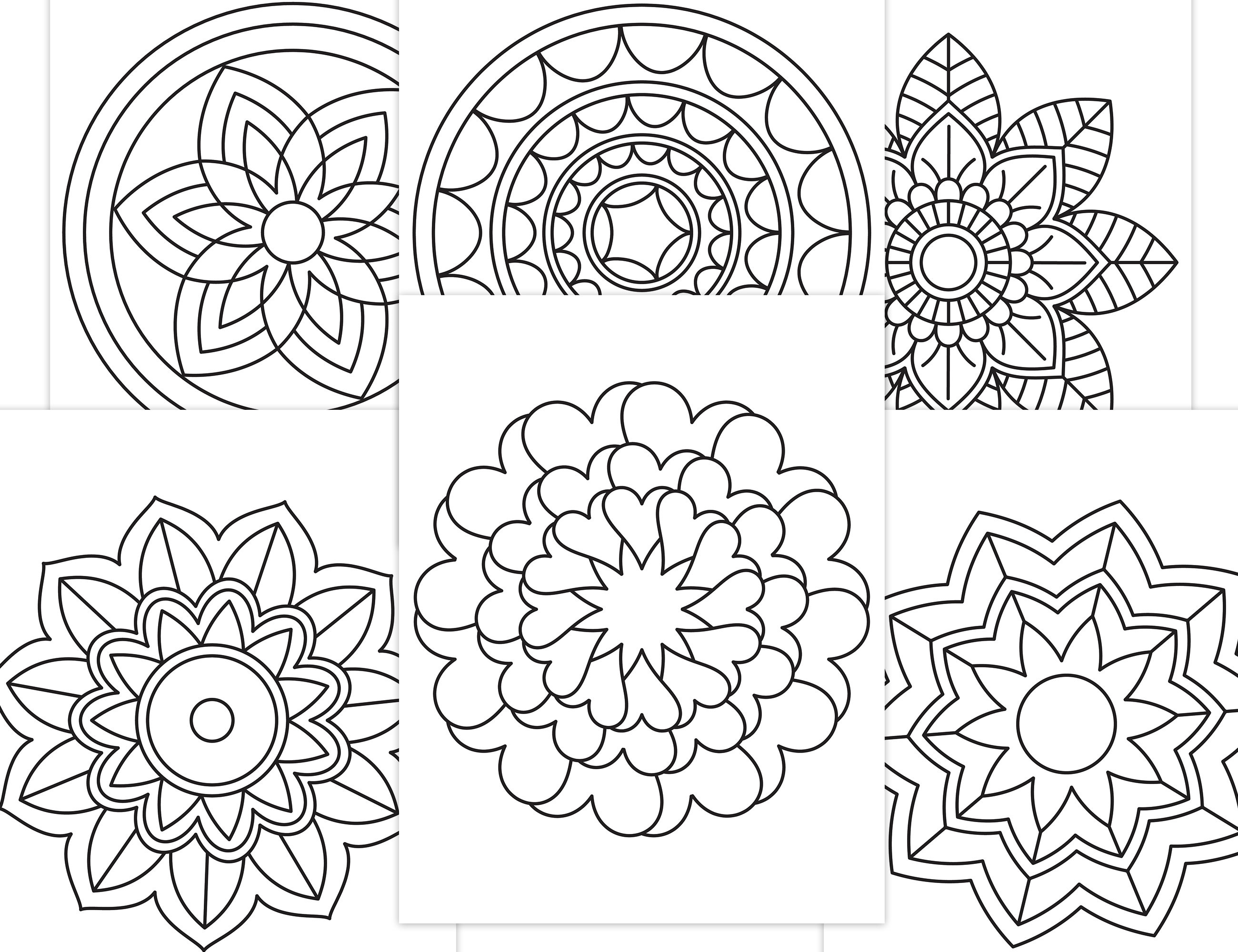 Easy Mandala Coloring Pages for Kids Mandalas Art for Beginners Flower ...