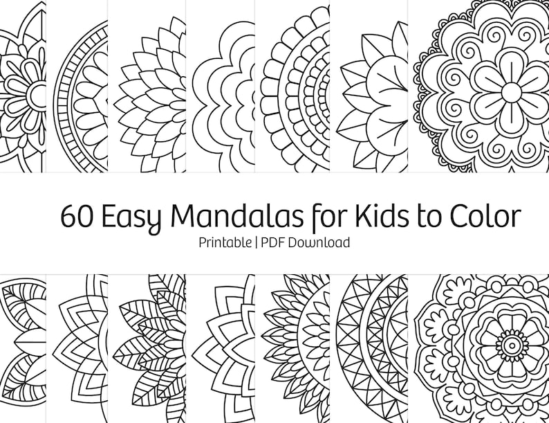 Easy Mandala Coloring Pages for Kids Mandalas Art for Beginners Flower Mandalas Printable Coloring Pages PDF Download image 1