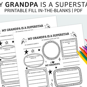 Father's Day Printable Fill in the Blanks About My Grandpa Father's Day Gift PDF Download Activity Sheet image 1