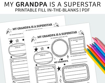 Father's Day Printable | Fill in the Blanks | About My Grandpa | Father's Day Gift | PDF Download | Activity Sheet