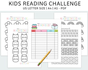 Kids Reading Log | Printable Activity Sheets | Kids Bookmarks | Reading Tracker | A4 A5 Letter PDF Download