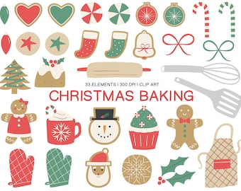 Christmas Baking Clipart | Holiday Clipart | Xmas Baking Clipart | Gingerbread PNG | Commercial Use Christmas Clipart