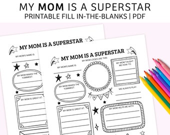 Mother's Day Printable | Printable Gift | Fill in the Blank | Gift From Kids | Mother's Day Craft | Custom Mother's Day Gift