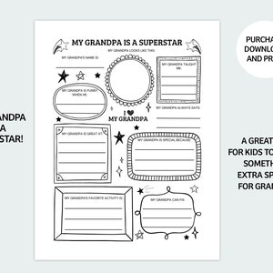 Father's Day Printable Fill in the Blanks About My Grandpa Father's Day Gift PDF Download Activity Sheet image 2