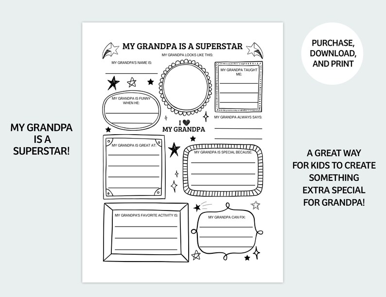 Father's Day Printable Fill in the Blanks About My Grandpa Father's Day Gift PDF Download Activity Sheet image 2