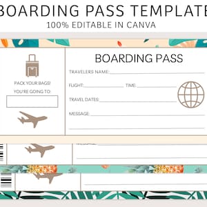 Carte d'embarquement modifiable | Carte d'embarquement | Billet imprimable | Voyage surprise | de Billet d'avion | Idée cadeau pour couple