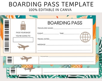 Editable Boarding Pass | Boarding Pass Ticket | Printable Ticket | Surprise Trip | Airplane Ticket Template | Couples Gift Idea