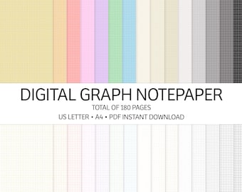 Digital Graph Paper | Digital Notebook Paper | Colored Graph Paper | A4 Letter PDF Download | Commercial Use