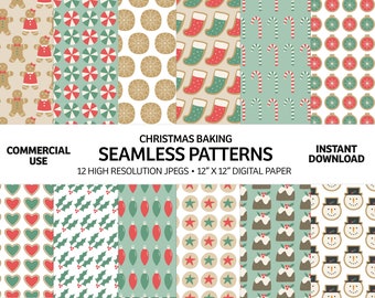 Christmas Digital Paper | Holiday Seamless Pattern | Holiday Treats | Commercial Use Festive Repeat Pattern