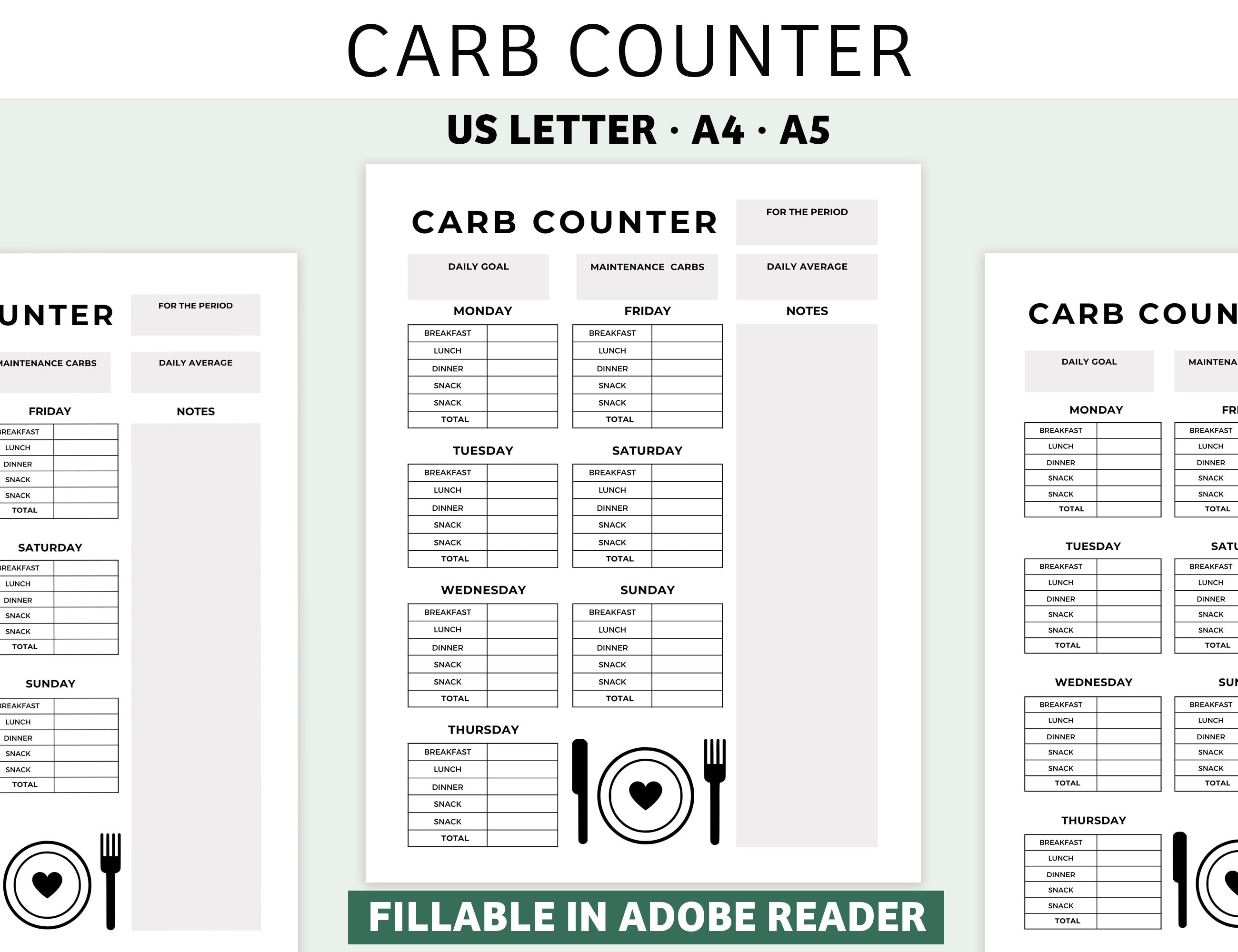 Carb Counter Carb Counting Carb Tracker Keto Diet Etsy