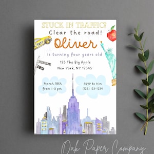 New York City invitation, birthday invite, bachelorette big city invite, instant download big apple invite, the big apple invitation