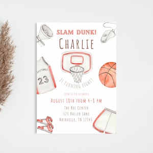 Basketball Birthday Invitation Template Printable, Basketball Birthday Invitation Editable, Editable Basketball invitation, Canva invite
