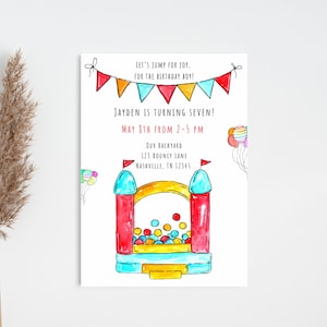 Bouncy House Birthday Invitation, Trampoline Party, Kids Birthday Invites, Instantly Download, Print at Home Invite, Text Invites,Kids Party
