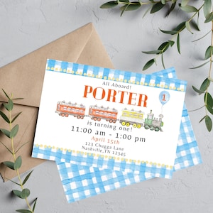 Chugga chugga two two invitation, train birthday invite, train birthday party invitation, Editable train instant download invite.