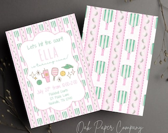 Pink & Green Pickleball Birthday Invitation (Digital Download)