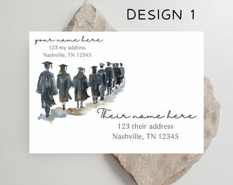 Graduation Printed Envelopes: Addressed, White, Self-Sealing