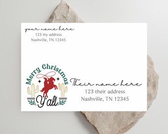 Cowboy Christmas Printed Addressed Envelopes