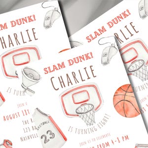 Slam Dunk Basketball Birthday Invitation | Editable Party Invite (Canva Instant Download)