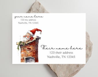 Santa Claus Christmas Envelopes with Printed Addresses: Holiday Stationery Mailing