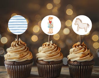 Rodeo Cowboy Cupcake Toppers: Printable Birthday Party Decor (Digital Download)