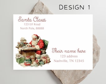 Classic Santa Addressed Christmas Envelopes, Address Printed Envelopes