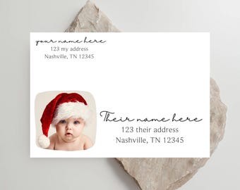 Custom photo printed and addressed envelopes: Personalized Holiday address printed envelope designs.