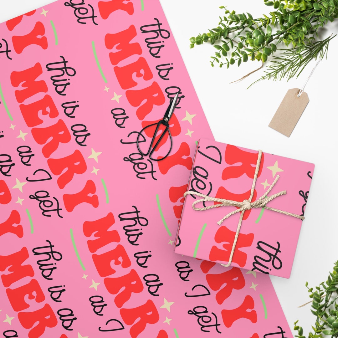 Funny Pink Christmas Wrapping Paper Retro Pink Christmas Etsy