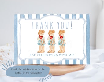 Rodeo Cowboy Thank You Card: Printable Birthday Theme (Digital Download)