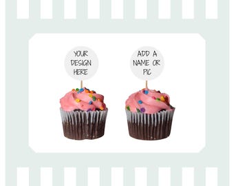 Custom cupcake / food toppers, matching cupcake toppers, food topper custom design, cupcake picks, food picks, face and name cupcake picks