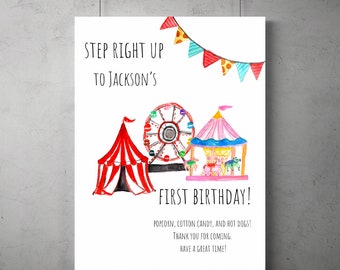 Circus birthday party welcome sign, instant download circus theme birthday sign, come one come all, circus party sign, carnivinal sign