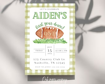 Football First Birthday Invitation: "First Year Down" (Instant Download)