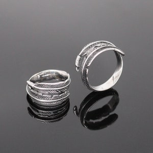 Damen Stahl Federring, Vintage Feder Engel Flügel Ring
