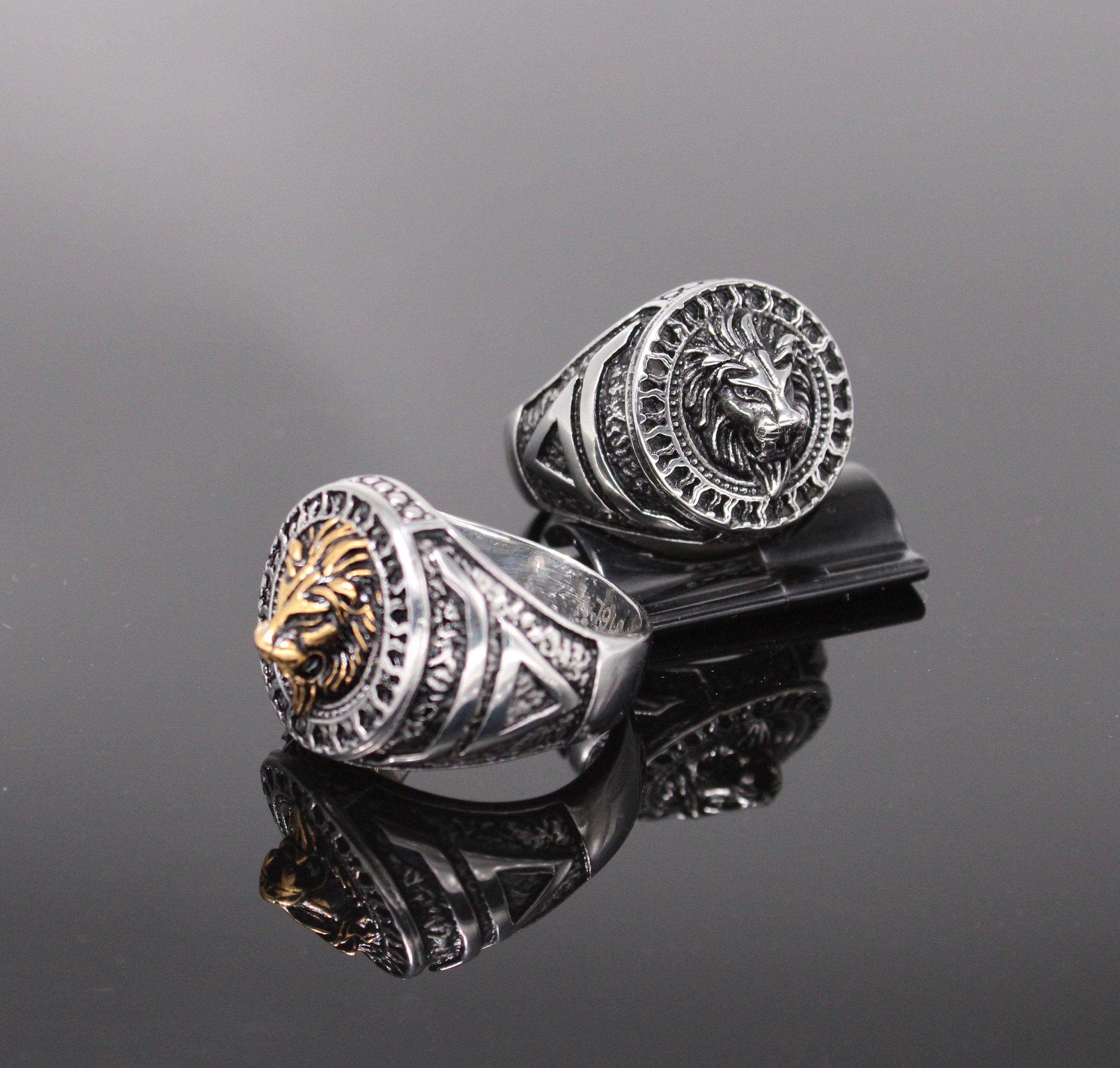 Anello uomo donna argento inox vintage pietra blu fascia Anello uomo donna argento inox vintage pietra blu fascia