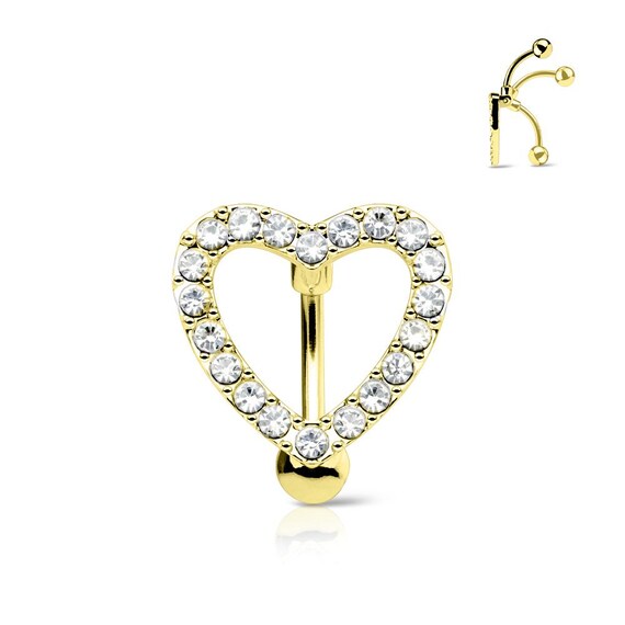 Gold Plated Surgical Steel Clear CZ Rim with Pink Center Stone Belly Ring Gold Plated Surgical Steel Clear CZ Rim with Pink Center Stone Belly Ring
